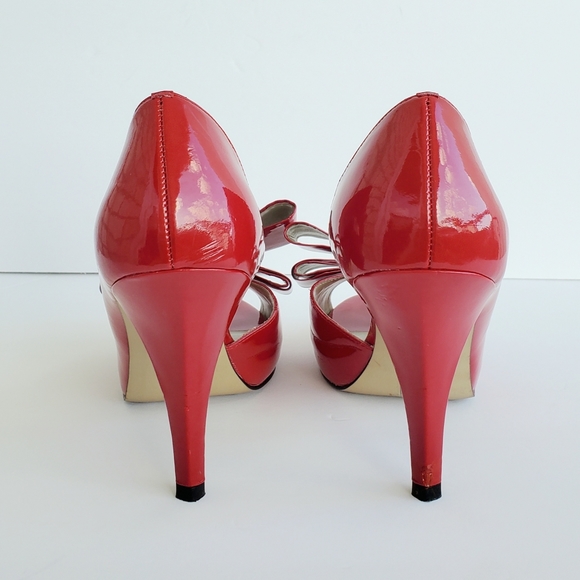 Ann Klein Mafaraday Candy Red Bow Heels Pumps PinUp - Picture 11 of 14